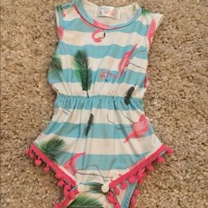 Flamingo Pom Pom Romper
